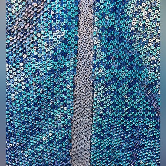 AIDAN MATTOX Sequined Tulle Halter Mini Dress size 6 NWT Cutout Sheath Cocktail - Picture 10 of 11